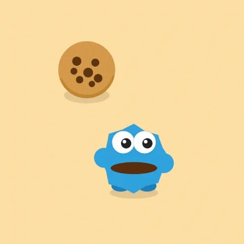 Cookie monster game where he runs around screen to eat cookies.