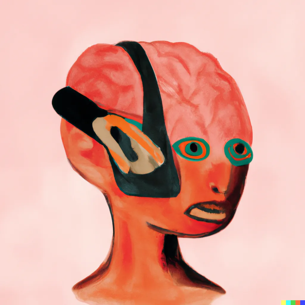 Dall-E 2 illustration of a surreal head with an exposed brain