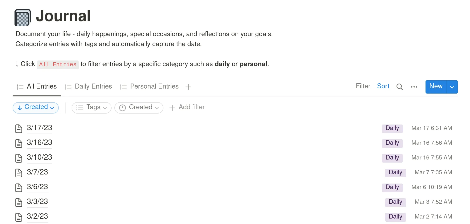 Notion dashboard with a journal database, habit tracker, and to-do lists